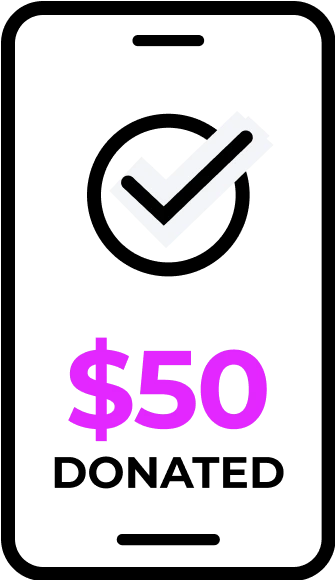 mobile phone with $50 donated